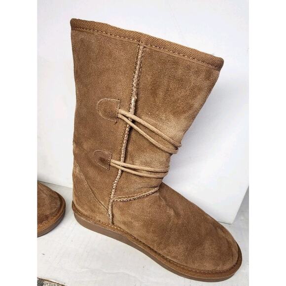 Emu Womens Suede Boot Kate Size 7M Mid Calf 100% Merino Wool Lining Button - Picture 11 of 15